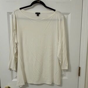 Ann Taylor Cream 3/4 Sleeve Top XXL